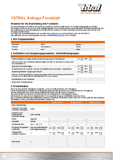 ystral Anfragebogen allgemein
