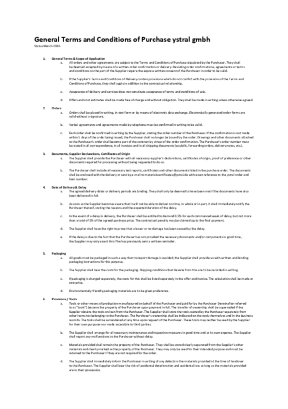 ystral terms and conditions